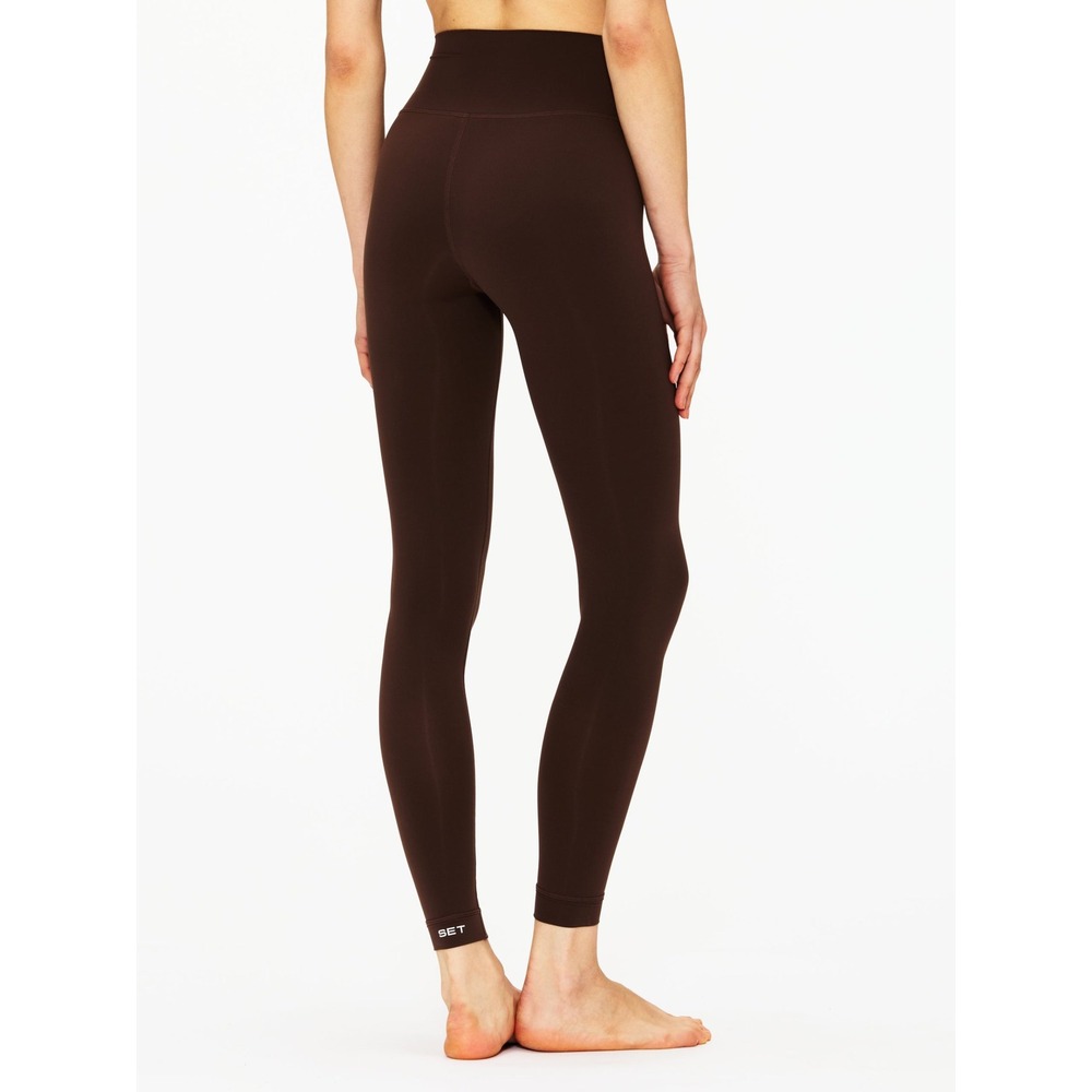 SET Active SCULPTFLEX High Waisted Ribbed Leggings Espresso Brown‎ Womens Small